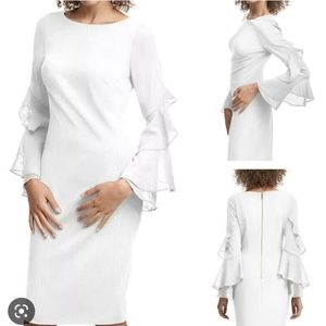 Calvin Klein White Chiffon Sleeve dress